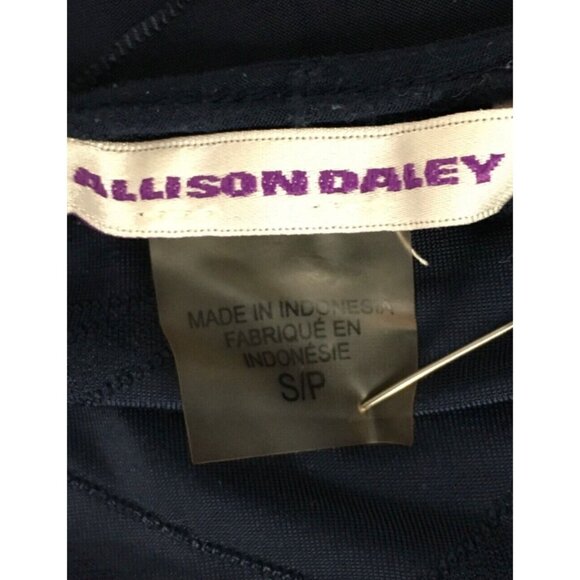 Allison Daily Womens Top Size SP Navy Blue with White Trim on Neck and Sleeves - Picture 7 of 14